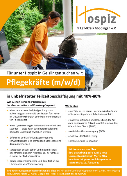 Anzeige Pflegekraefte Geislingen
